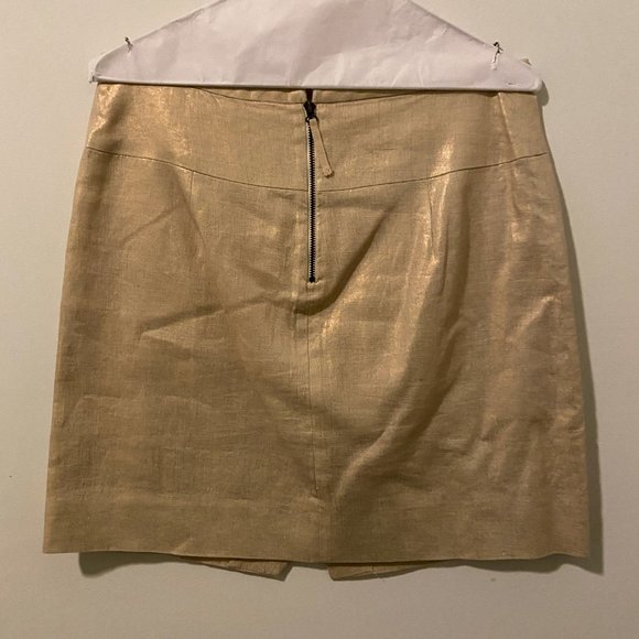 J. Crew Gold Metallic Linen Skirt - Picture 4 of 5